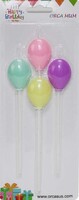 Parti Yıldızı - Balon Şekilli Mum Makaron Renk - 4 Adet