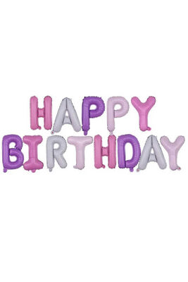 Balon Seti Lila - Pembe Happy Birthday