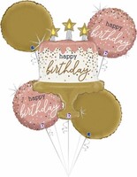 GRABO - Balon Seti Rose Gold Pastalı Happy Birthday 5 Adet