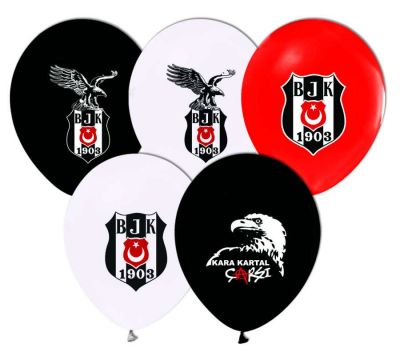 Beşiktaş Temalı Paketli Latex Balon 6 Adet