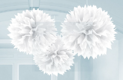 Beyaz Renk Ponpon Çiçek 3 Adet