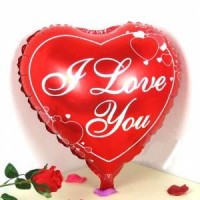 Parti Yıldızı - Desenli I Love You Kırmızı Folyo