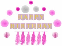 Parti Yıldızı - Doğum Günü Süsleme Seti 18 Parça Pembe