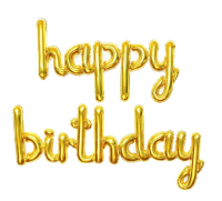 Altın Rengi El Yazısı Happy Birthday Balon Seti - Thumbnail
