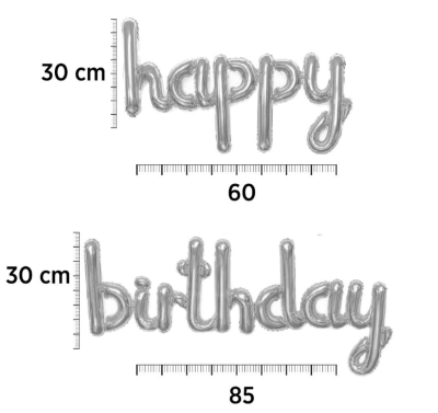 Gümüş Rengi El Yazısı Happy Birthday Balon Seti