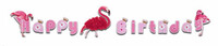 Parti Yıldızı - Flamingo Kabartmalı Happy Birthday Yazı