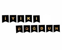 Parti Yıldızı - İyiki Doğdun Banner Siyah Üzeri Gold