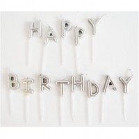 Parti Yıldızı - Mum - Happy Birthday Gümüş Renk