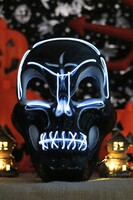 Halloween Aksesuar Maske Işıklı Siyah İskelet - Thumbnail