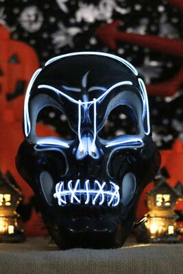 Halloween Aksesuar Maske Işıklı Siyah İskelet