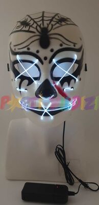 Halloween Aksesuar Maske Örümcek Dekorlu Beyaz Işıklı 