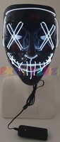 Halloween Aksesuar Maske Siyah Üzeri Beyaz Işıklı - Thumbnail