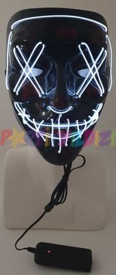 Halloween Aksesuar Maske Siyah Üzeri Beyaz Işıklı