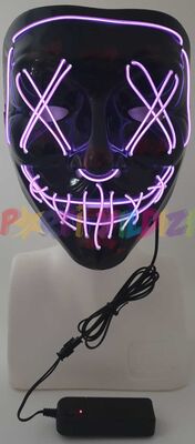 Halloween Aksesuar Maske Siyah Üzeri Mor Işıklı