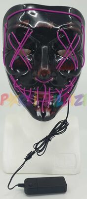 Halloween Aksesuar Maske Siyah Üzeri Mor Işıklı