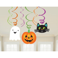 Parti Yıldızı - Halloween Dekor Dalgalı Süs Hayalet Kedi ve Balkabağı