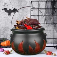 Halloween Dekor Süs Alev Desenli Cadı Kazanı 18cm - Thumbnail