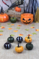 Halloween Dekor Süs Filede Renkli Balkabakları 6 Adet - Thumbnail