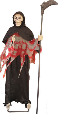 Halloween Dekor Süs Kırmızı Pelerinli Işıklı ve Sesli Ölüm Meleği 200cm