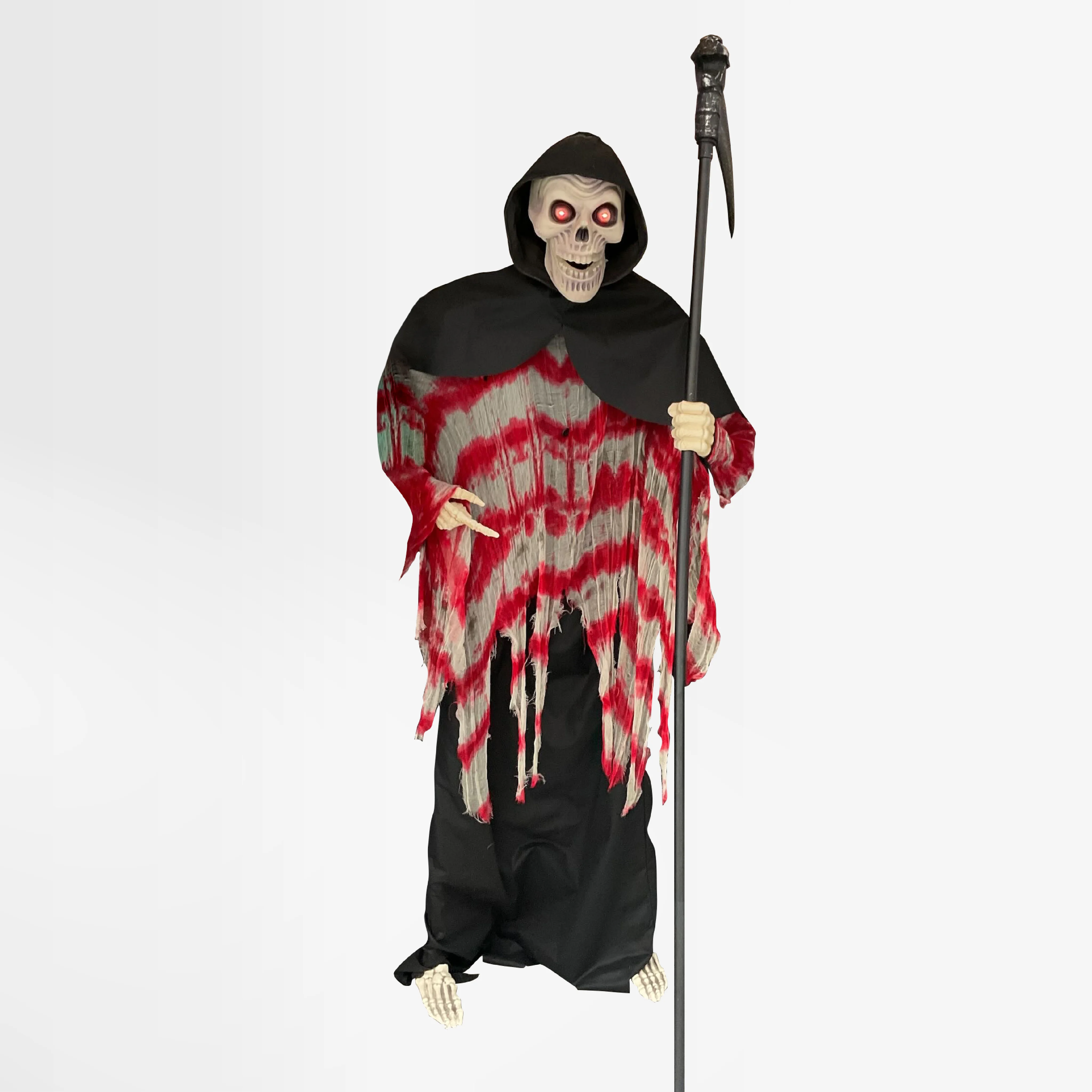 Halloween Dekor Süs Kırmızı Pelerinli Işıklı ve Sesli Ölüm Meleği 200cm - Thumbnail