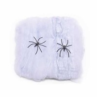 Halloween Dekor Süs Örümcek Ağı ve 2 Örümcek Beyaz Renk - Thumbnail