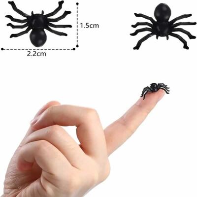 Halloween Dekor Süs Plastik Örümcek 2cm 10 Adet