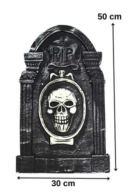 Halloween Dekor Süs RIP Yazılı Kurukafa Motifli Mezartaşı 50 cm