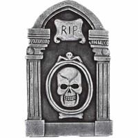 AMSCAN - Halloween Dekor Süs RIP Yazılı Kurukafa Örümcek Motifli Mezartaşı 37 cm