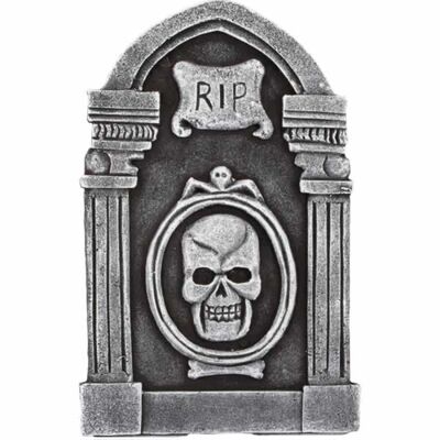 Halloween Dekor Süs RIP Yazılı Kurukafa Örümcek Motifli Mezartaşı 37 cm