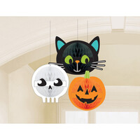 Parti Yıldızı - Halloween Dekor Süs Petek Dokulu Kedi Hayalet ve Balkabağı