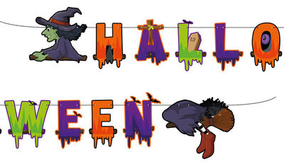Halloween Dekor Süs Uçan Cadı Harf Afiş