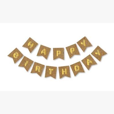 Happy Birthday Banner Kraft Gold