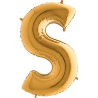 Parti Yıldızı - Harf Balon S Harfi Gold - 100 CM