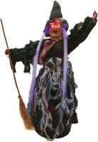 Parti Yıldızı - Halloween Dekor Süs Işıklı ve Sesli Süpürgeli Cadı 56 CM