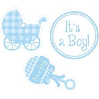 Parti Yıldızı - It is a Boy Bebek Arabalı 3 lü Duvar süsü