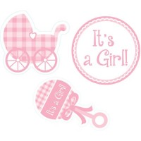 Parti Yıldızı - It is a Girl bebek arabalı Duvar Süsü 3 lü