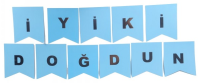 Parti Yıldızı - İyiki Doğdun Banner Mavi Üzeri Gümüş
