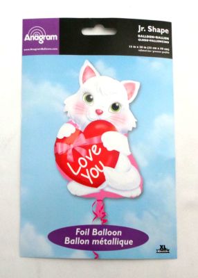Jshape Kalp Tutan Beyaz Kedi Balon 33x50cm