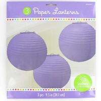 Kağıt Fener Set - Mor Renk 3 Adet - Thumbnail