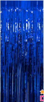 Parti Yıldızı - Metalize Püskül Lacivert Renk Kapı Perdesi
