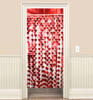Kapı Perdesi Kalp Şekilli Kırmızı Renk - Thumbnail