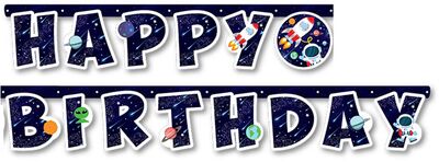 Kozmik Galaksi Happy Birthday Banner