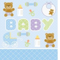 Parti Yıldızı - Mavi Bebek Ayıcık Masa Örtüsü