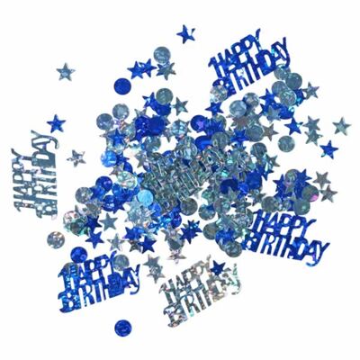 Mavi Gümüş Renk Işıltılı Happy Birthday Masa Üzeri