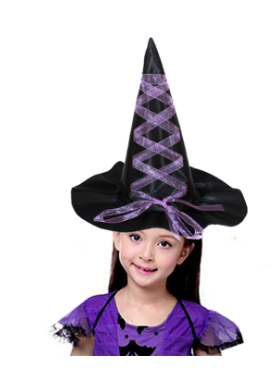 Mor Kurdeleli Çocuk Cadı Şapkası
