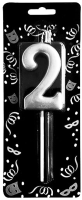 Parti Yıldızı - Mum 4 cm Gümüş Renk 2 Rakamı