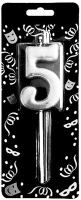 Parti Yıldızı - Mum 4 cm Gümüş Renk 5 Rakamı