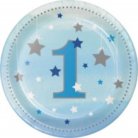 Parti Yıldızı - One Little Star Mavi 1 Yaş Küçük Tabak 8 adet