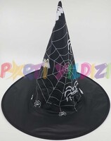 AMSCAN - Örümcek Ağ Dekorlu Çocuk Cadı Şapkası Siyah
