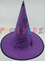 AMSCAN - Örümcek Ağ Dekorlu Çocuk Cadı Şapkası Mor